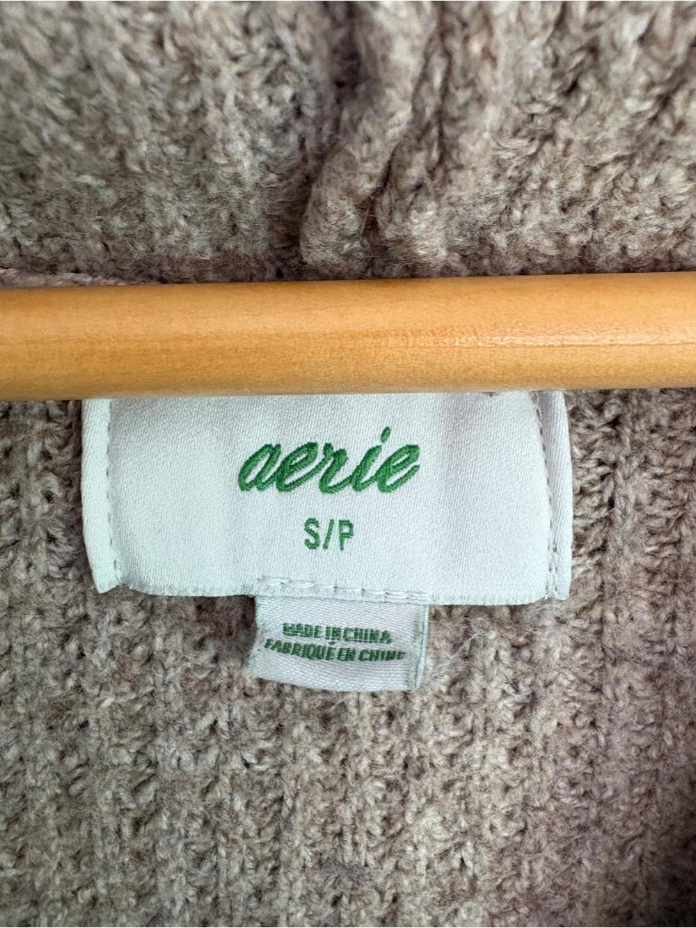 Aerie Women’s CozyUp Waffle Sweater Hoodie Oatmeal Size S - Picture 5 of 8